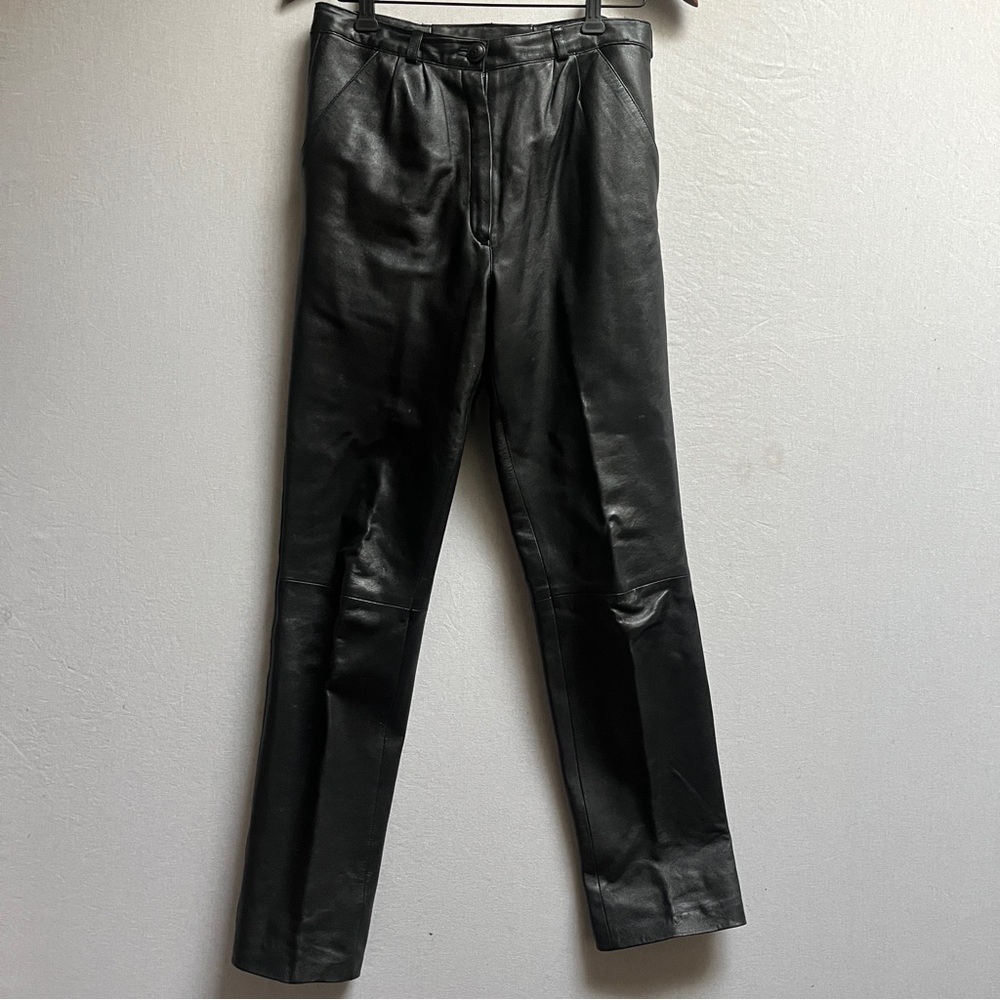 Vintage Astrei Italy Black Leather Pants Sz S